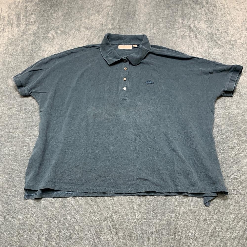 Lacoste Polo Shirt Womens Large Teal Green Stretch Logo Relaxed Fit Golf Tennis